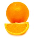 Whole orange fruit and his segments or cantles Royalty Free Stock Photo