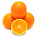 Whole orange fruit and his segments or cantles Royalty Free Stock Photo