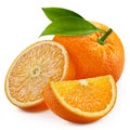 Whole orange and slice and half Royalty Free Stock Photo