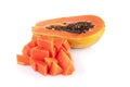 Whole papaya fruits on white background Royalty Free Stock Photo