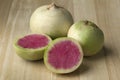 Whole and partial watermelon radish