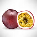 Whole passion fruit and sliced fruit