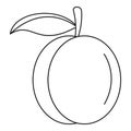 Whole peach icon, outline style