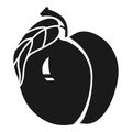 Whole peach icon, simple style