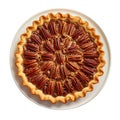 A Whole Pecan Pie on a White Plate Royalty Free Stock Photo