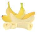 Whole and peeled banana isolated on white with clipping path Royalty Free Stock Photo