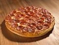Whole pepperoni pizza with full focus Royalty Free Stock Photo