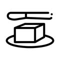 Whole piece of butter and knife icon vector outline illustration