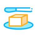 Whole piece of butter and knife icon vector outline illustration