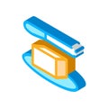 Whole piece of butter and knife isometric icon vector illustration