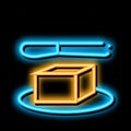 whole piece of butter and knife neon glow icon illustration
