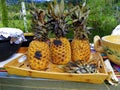 Whole pineapple baked on the hot stones