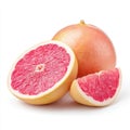 Fresh Pink Grapefruit Halved and Sliced on White Background Studio Lighting Healthy Food Royalty Free Stock Photo