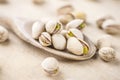 Whole Pistachios on wood Royalty Free Stock Photo