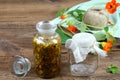 Making tincture from Tropaeolum majus, also called garden nasturtium or Indian cress