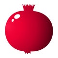 Whole pomegranate design juicy fresh fruit icon. Raw pomegranate flat cartoon vector illustration template.