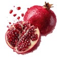 Whole Pomegranate and Half Pomegranate with Water Droplets (194) image Royalty Free Stock Photo