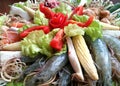 The whole prepared seafood set for hot pot Royalty Free Stock Photo