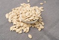 Whole Pumpkin Seeds in Shell Isolated, Raw Pepita Grains, Scattered Green Healthy Nuts Royalty Free Stock Photo