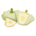 Whole, quarter, wedges of White Patty Pan squash