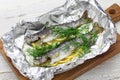 Whole rainbow trout baked in foil