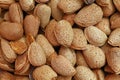 Whole raw almond nuts with shell close up Royalty Free Stock Photo