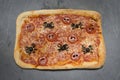 Whole Rectangle Halloween-Themed Pizza with Spider-Shaped Pepper