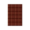 Whole rectangular chocolate bar. Square pieces of dark brown milk chocolate. Vector illustration.