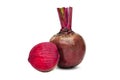 Whole red fresh beetroot and half. Isolated on white background. Royalty Free Stock Photo