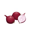 Whole red onion half