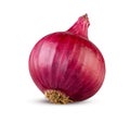 A whole red onion isolated on white. Lilac onion.High detail, excellent retouching