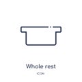 Whole rest icon from music and media outline collection. Thin line whole rest icon isolated on white background