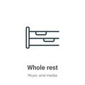 Whole rest outline vector icon. Thin line black whole rest icon, flat vector simple element illustration from editable music and