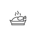 Whole roasted chicken line icon
