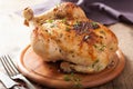 Whole roasted chicken with pepper and thyme Royalty Free Stock Photo