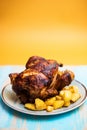Whole roasted french farm chicken Royalty Free Stock Photo