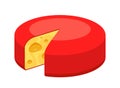 Whole round Cheese icon isolated on white. Vector illustration of Swiss Maasdam in colorful style