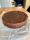 Whole Round Chocolate Raw Cake Base Ready to Decorate, Eat and Serve. Gluten Free Vegan Royalty Free Stock Photo