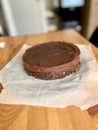 Whole Round Chocolate Raw Cake Base Ready to Decorate, Eat and Serve. Gluten Free Vegan Royalty Free Stock Photo