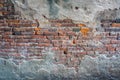 Whole ruined and broken bricks wall with cracking cement Royalty Free Stock Photo
