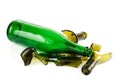 Whole and shattered green bottle Royalty Free Stock Photo