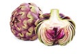 Whole and Slice artichoke isolated on the white background. Royalty Free Stock Photo