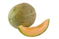 Whole and slice of Australian rockmelon Royalty Free Stock Photo