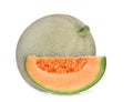 Whole and slice of japanese melons, green melon or cantaloupe Royalty Free Stock Photo