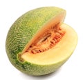 Whole and slice of japanese melons, orange melon or cantaloupe melon with slice Royalty Free Stock Photo