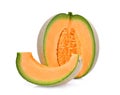 Whole and slice of japanese melons, orange melon or cantaloupe Royalty Free Stock Photo