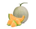 Whole and slice of japanese melons, orange melon or cantaloupe Royalty Free Stock Photo