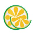 Whole and slice lime citrus fruit icon Royalty Free Stock Photo