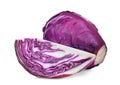 Whole and slice red cabbage vegetable isolated on white Royalty Free Stock Photo