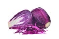 Whole and slice red cabbage vegetable isolated on white Royalty Free Stock Photo